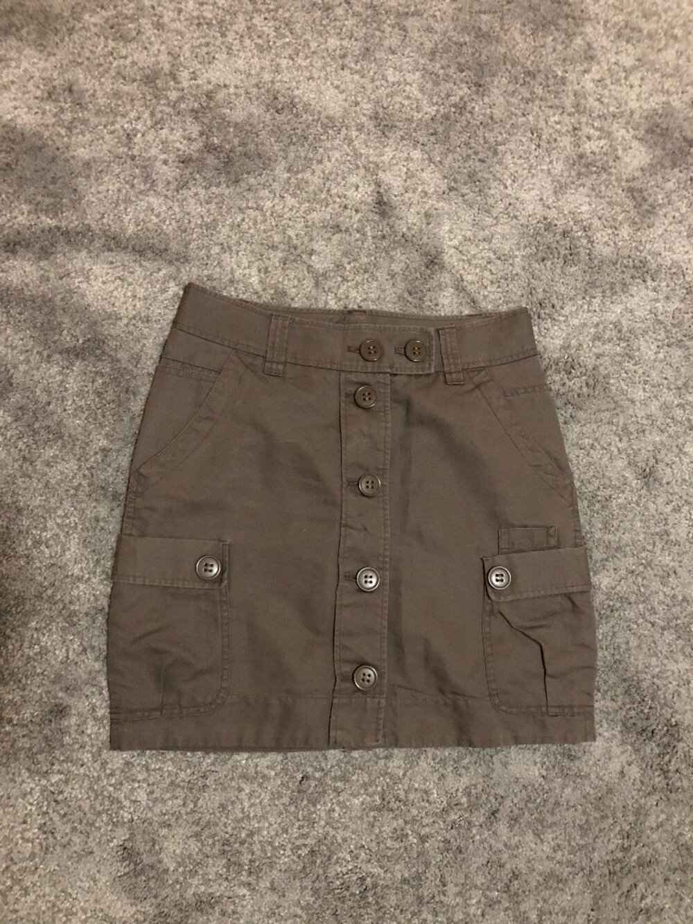 Twill Skirt, Size Small, Khaki, Front button up